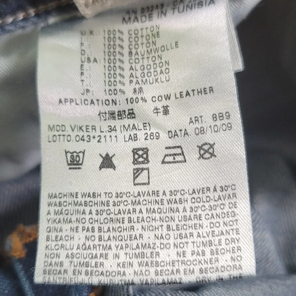 Diesel Viker Jeans Mens 35x34 Blue Distressed Straight Leg Button Fly